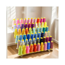 60 Spool Wooden Thread Rack Organizer with Foldable Stand and NonSlip Base for Sewing and Embroidery