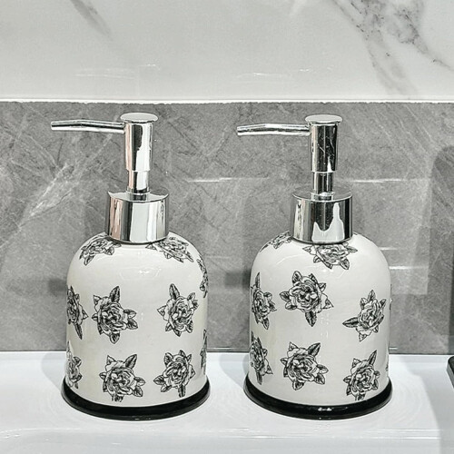 Ceramic Soap Dispenser with Durable Ceramic Design for Bathroom and Kitchen, Refillable Pump Decor 2