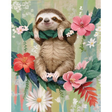 Cute Sloth Paint by Numbers for Adults Beginners, DIY Acrylic Painting Kit 16x20 Canvas Wall Art