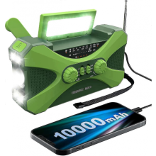 (Green)10000mah Emergency Radio, Solar Hand Crank Radio, Portable Am/fm/noaa Weather Radio With Phone Charger Flashlight