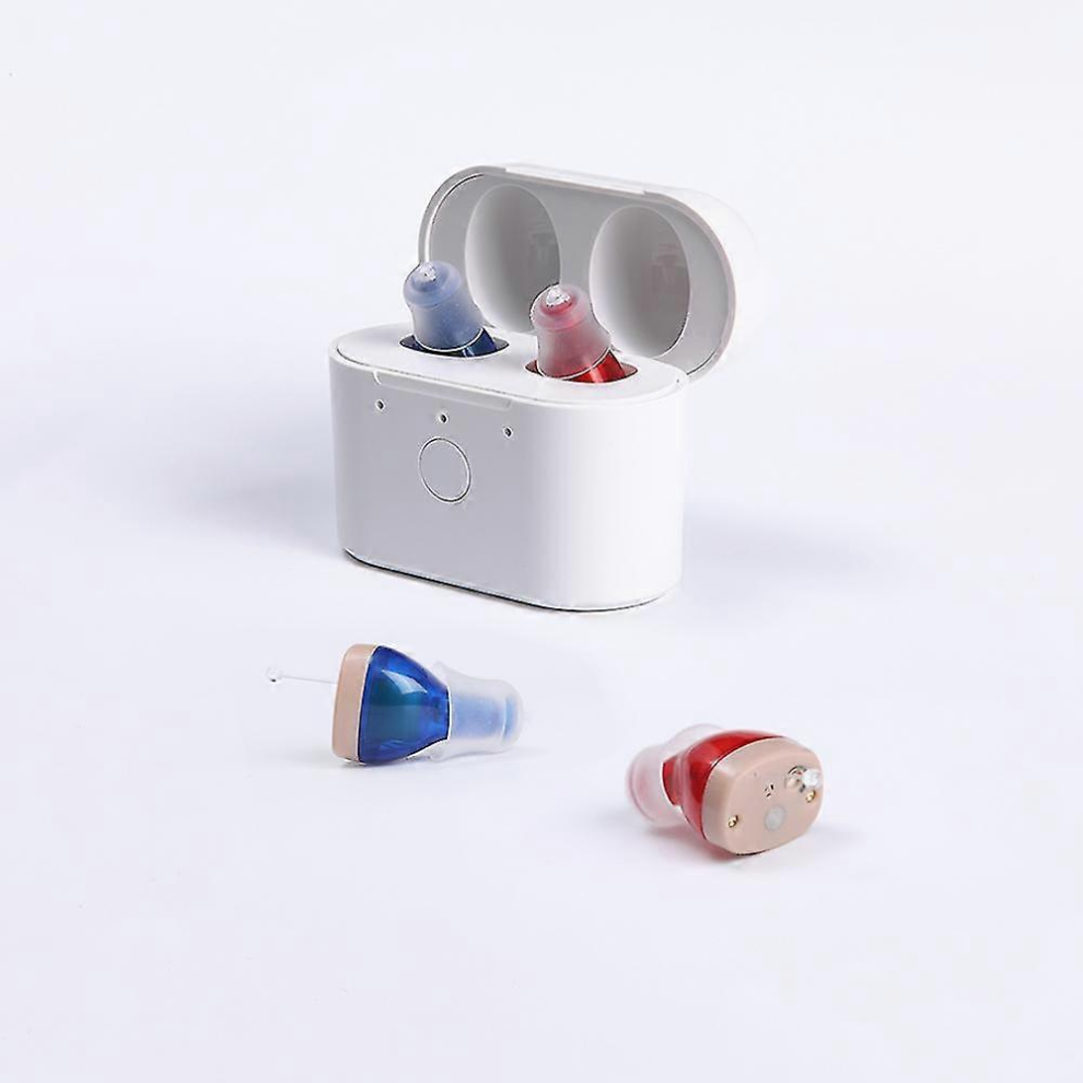 Red/Blue Micro In-Ear Hearing Aids Cic Rechargeable Invisible For Deafness Elderly Adjustable Best Wireless Hearing Aid Sound Amplifier( Blue)