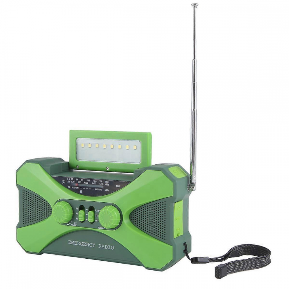 10000Mah Emergency Radio, Solar Hand Crank With Charger, Led Green 8228616294800
