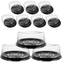 10-Pack Reusable Round Cake Containers with Lids - Plastic Bakery &amp; Dessert Storage