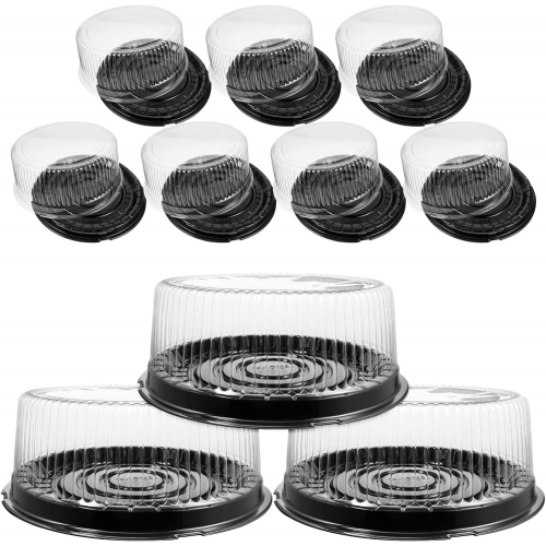 10-Pack Reusable Round Cake Containers with Lids - Plastic Bakery &amp; Dessert Storage