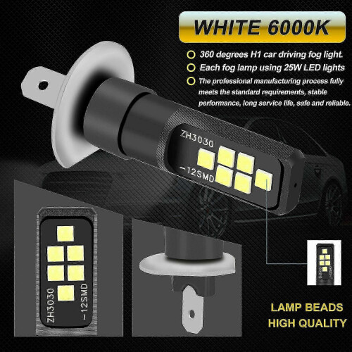 Λαμπτήρες προβολέων LED H1 6000K λευκού χρώματος, κιτ φώτων ομίχλης μεγάλης/χαμηλής 1