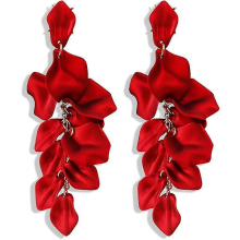 Acrylic Rose Petal Earrings Dangle Exaggerated Flower Earrings Drop Floral Tassel Earrings