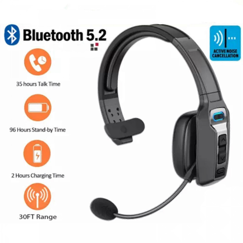 Noise Cancelling Bluetooth 5.2 Wireless Headset For Truckers, Phones, And Pcs 8121467143665