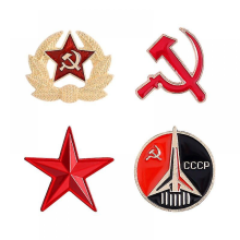 4x Fashion Soviet Cccp Red Star Pin Badge Sickle Hammer Emblem Lapel Brooch
