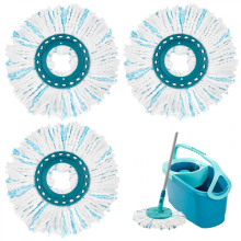 Set of 3 Replacement Heads Compatible with Leifheit Clean Twist Disc Mop Micro Set, 2-Fibre System Compatible with Round Floor Mop, Compatib