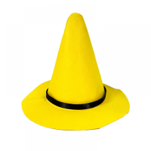 Halloween Witch Hat Pointy Yellow Felt Wizard Top Hat Large Brim Dress-up Hat Cosplay