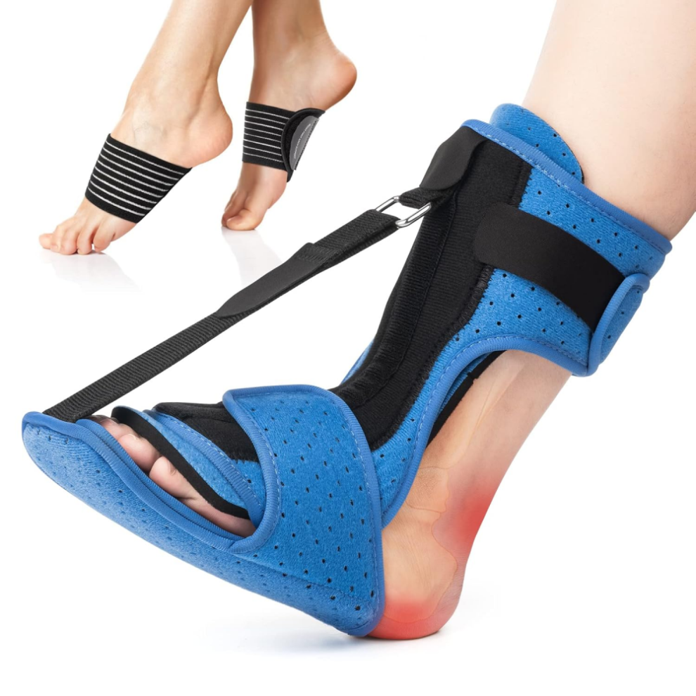 Foot Orthotic Brace Adjustable Foot Drop Brace with Support Plate Compatible with Ankle Plantar Fasciitis Rehabilitation