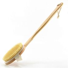 Wooden bath brush bath hog bristle brush long handle wooden back rub bath towel removable soft hair massage bath brush