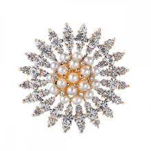Brooch Pin Faux Pearl Brooches Simulated Crystal Brooch Pins Flower Brooch