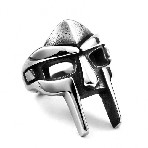 (11）Doom Mask Gladiator Style Ring Metal Silver Stainless Size 7-14 Size