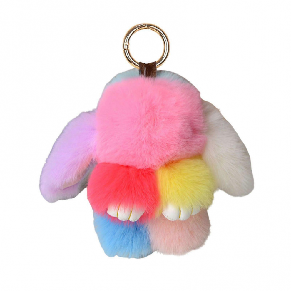 Imitation Rex Rabbit Keychain Cute Colorful Bunny Keyring Hanging Pendant Bag Charm Wallet Accessory