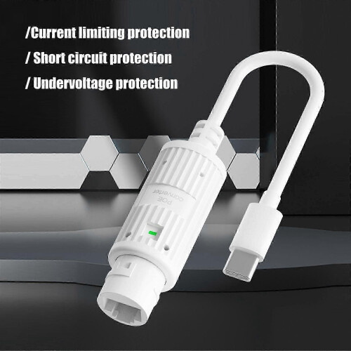 Premium προσαρμογέας POE σε USB-C - Παροχή ρεύματος 48V σε 5V 2.4A | Περίβλημα ABS υψηλής απόδοσ 1