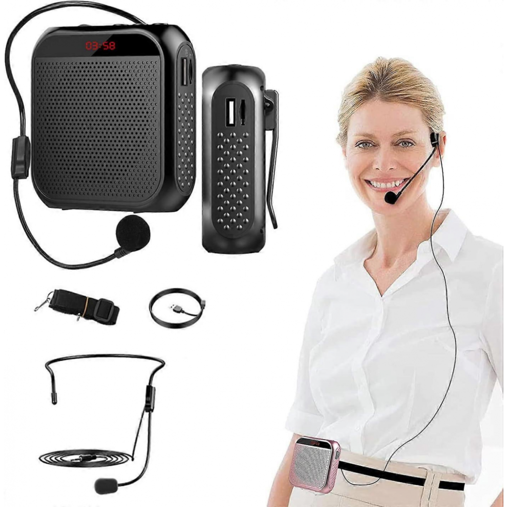 Voice Amplifier With Wired Microphone Headset, Portable Rechargeable Pa System Speaker Personal Microphone Speech Amplifier, Loudspeaker Com 7306622291295