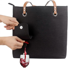 Shared Wine Tote With Drink Dispenser, Tote Shoulder Bag Compatible with Beach, Travel, Picnic, Camping