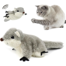 PROKEl Interactive Flapping Squirrel Cat Toy, Touch Activated Moving Kicker Toy, USB Rechargeable Realistic Plush for Indoor Cats