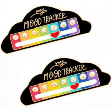 (2Pcs Black Mood Tracker)2pcs Funny Social Battery Pin, Interactive Enamel Mood Pin Compatible with 7 Days, Lucky Enamel Pins Compatible wit