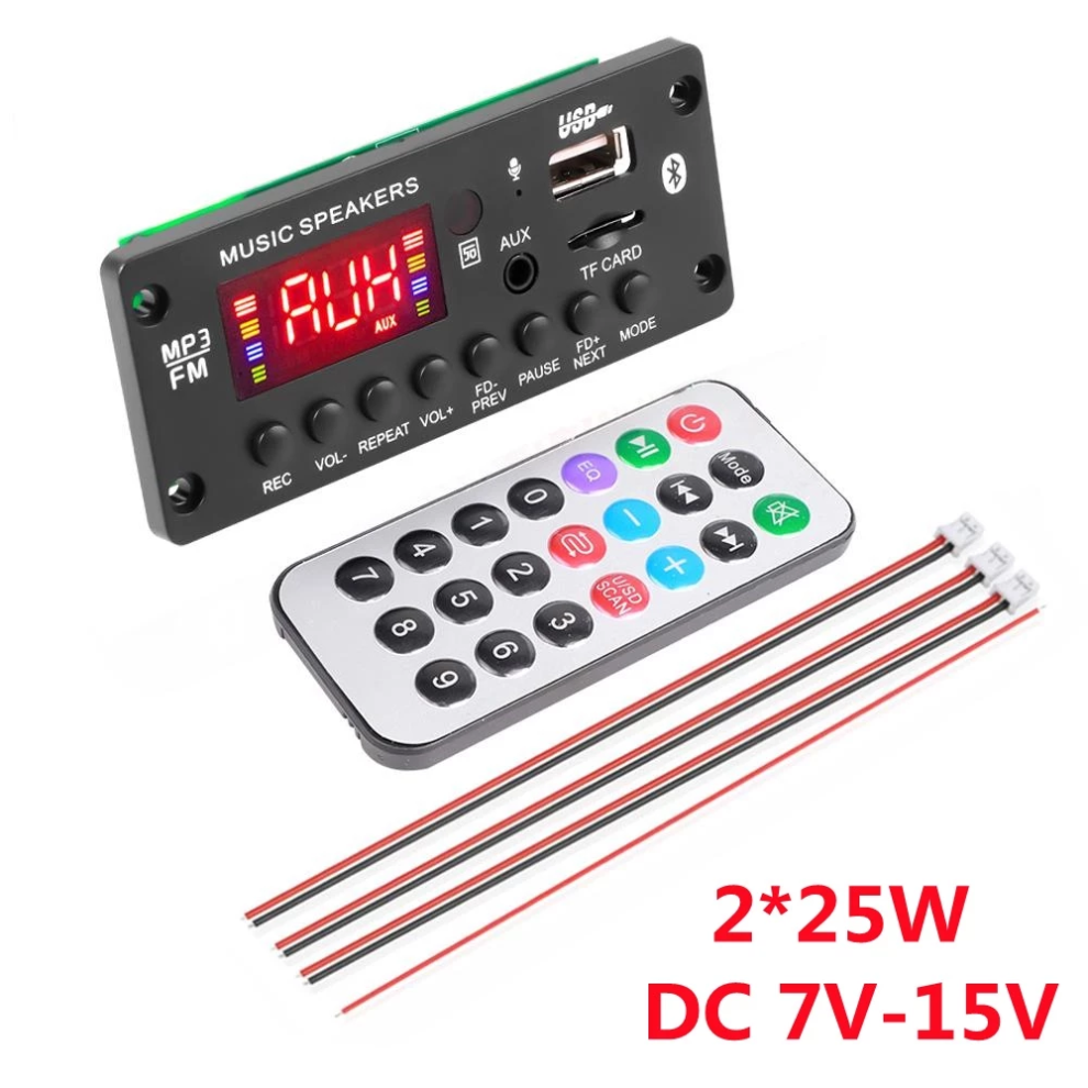 7-15V 50W Decoder Board Amplifier Color Display Mp3 2 * 25W 12V Mp3 Player Bluetooth 5.0 Usb Module Fm Aux Radio Recording Hands-Free 5481512404053