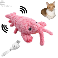Augustina Lobster Cat Toy, USB Charging Simulation, Jumping Shrimp, Electric Plush Pet Toy, Automatic Soft Dancing, 3 Interactive Modes for