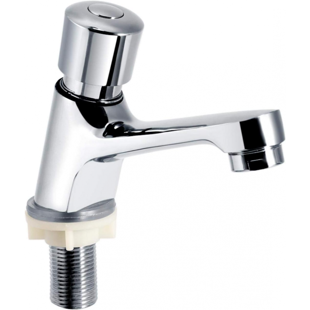 Self Closing Chrome Time Delay Faucet Water Saving Time Delay Basin Sink Faucet Faucet Compatible With Kitchen Bathroom Public Silver 3523416383514