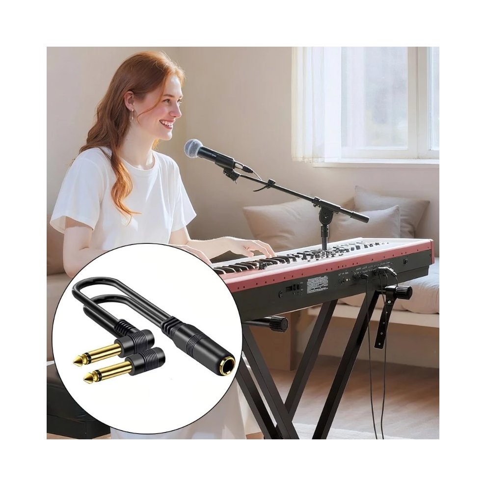 Kok Professional 6.35Mm Y-Splitter Cable, Stereo Sound Connection Gold 6246535306369