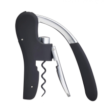 Corkscrew, Wine Bottle Opener with Built-in Foil Cutter, Black & Chrome