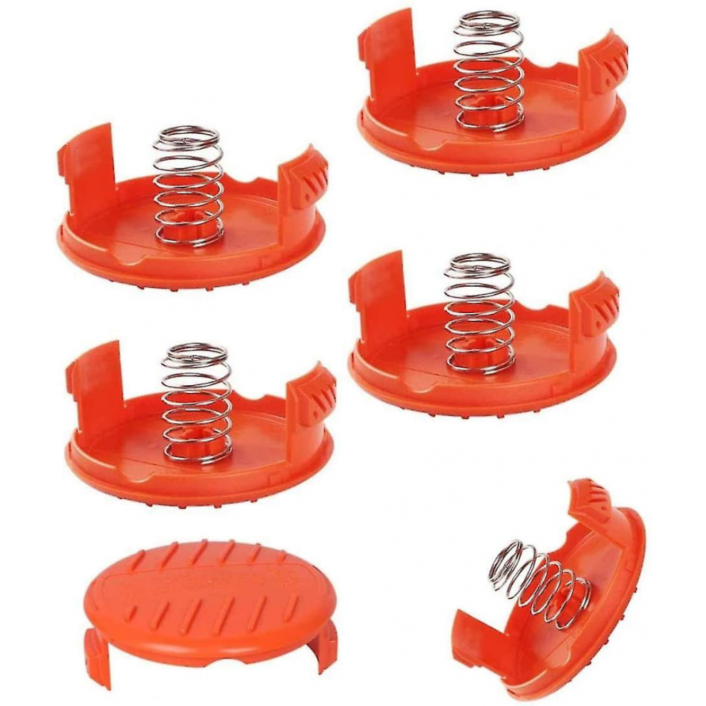 6Pcs Spool Cover Trimmer, Decker Reel Compatible Replacement Coil Spool Cap Covers With Spring Spare Parts Compatible With Afs Grass T Black 8055316310901