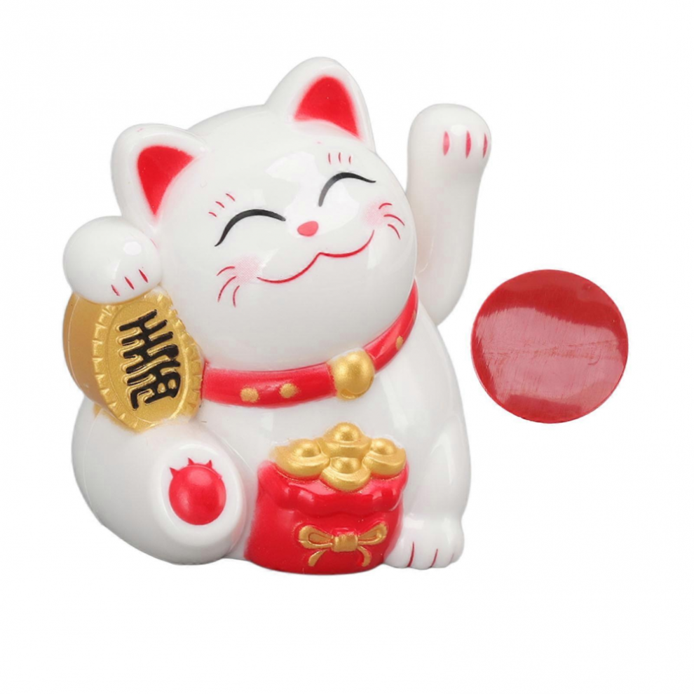 Chinese Lucky Cat Compatible Withtune Cat Decoration Waving Arm Solar Induction Statue Figurine Compatible With Home Car Ornaments Sit Light 4772808122036