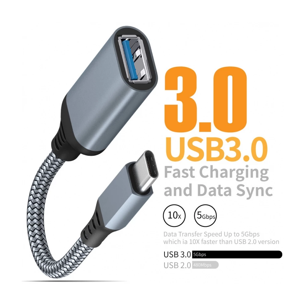 Usb Ac Otg Adapter Cable Type 3.0 Male To Type 2.0 Female For Macbook Pro Samsung Type - 6246535306949