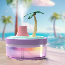 Landscape Night Light Humidifier with 2 Mist Modes, 320mL Large Tank Whisper-Quiet for Baby Nursery, Portable Mini Air Moisturizer (Coconut