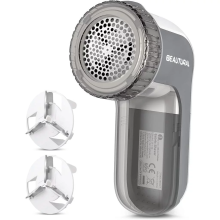 BEAUTURAL Fabric Shaver and Lint Remover, Sweater Defuzzer with 2 Speeds, 2 Replaceable Stainless Steel Blades, Battery Operated, Removes Li