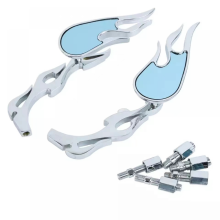 Motorcycle Chrome Flame Custom Rear Mirrors Compatible with Harley Kawasaki Ducati Yamaha Suzuki Street Sport Bike 8mm 10mm Left & Right