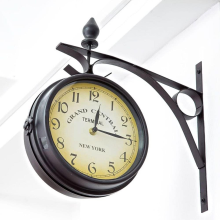 Black Paddington Double Sided Metal Garden Outdoor Wall Clock H35xW33xD10cm