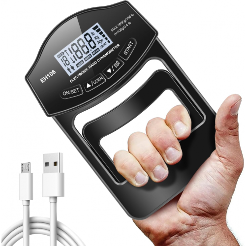 Grip Strength Tester, 396lbs/180kg Digital Hand Dynamometer Grip Strength Meter Usb Lcd Screen Hand