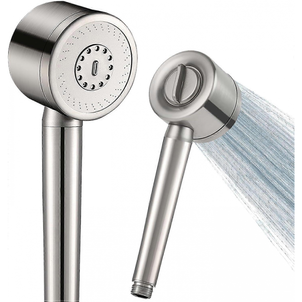 All Metal High Pressure Shower Head 304 Stainless Steel, Water Saving Shower Head, 3 Spray Modes - Spa Massage In (Silver) 5702815333704