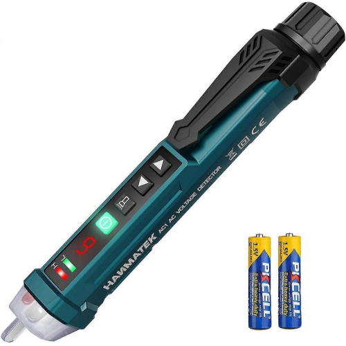 Non-Contact Voltage Detector,HANMATEK AC1 Adjustable Sensitivity/LCD Display/LED Flashlight/Dual Range 12V/48V-1000V