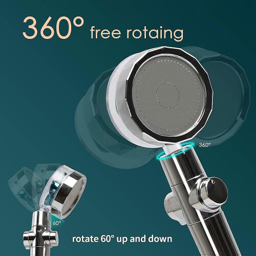 Hand Shower, Water Saving Anti Limescale Shower Head, High Pressure Propeller Shower Head Three Level Filter Filter System with 3 Replaceabl 2