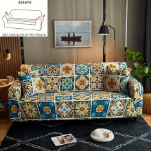 (Monet, 3 Seater) 1pc Printed Y Fiber Fabric Stretchable Elastic Sofa Cover 1pc Pillowcase (without Pillow Insert)