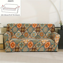 (Autumn Words, 3 Seater) 1pc Printed Y Fiber Fabric Stretchable Elastic Sofa Cover 1pc Pillowcase (without Pillow Insert)