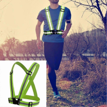 (Verde fluorescente) Gilet di sicurezza regolabile riflettente Mengxi con cinturini, giacca per corsa notturna, ciclismo e sport