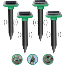 4 Pack Mole Repellent, Solar Powered Ultrasonic Sonic Repellent, Waterproof Snake Repellent Deterrent Gopher Vole Snake Spikes from Lawn Gar