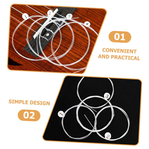 4Pcs Ukulele Strings Set Transparent Nylon Replacement Easy Installation for Beginners 2