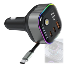 KOK Multifunctional Car Charger Adapter with 1 USB 2 C Port for Charging Cell Phones