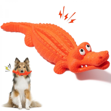 Squeaky Dog Toys for Aggressive Chewers, Durable Dog Toys Natural Rubber, Interactive Tough Dog Chew Crocodile Toy Teeth Cleaning