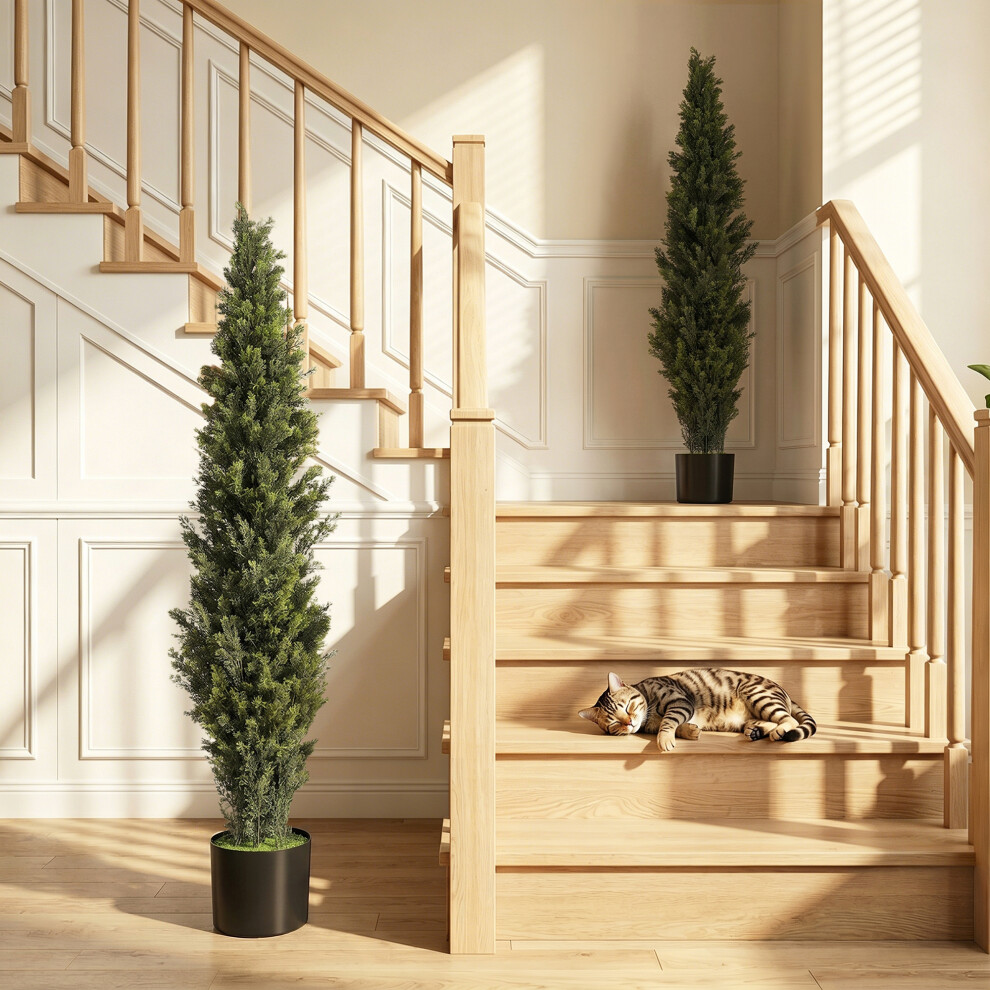 Set of 2 Decorative Artificial Plants Cypress in Weighted Pot 36 x 36 x 150 cm - Image 5