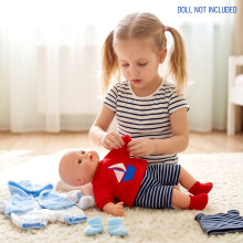 BiBi Doll Large Set of 2 Baby Doll Clothes BiBi Doll 18" Outfit Black/Red and Blue Designs
