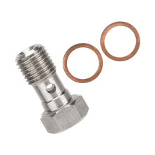 Stainless Steel Banjo Bolt Fitting Adapter, Single Bolt with 2 Washers for Car Motorcycle Brake Line